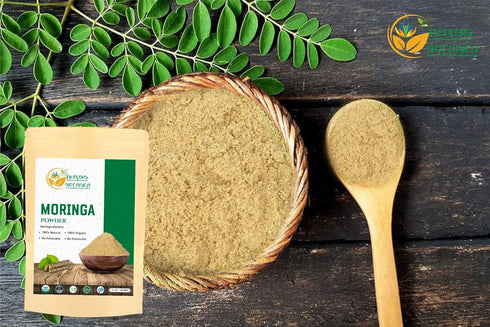 Moringa Powder Organic Leaves oleifera Pure Premium Indian Powder, 5.3oz Pack, Natural Fresh Morning Drink Vitamins
