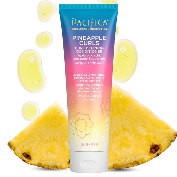 Pacifica Beauty Pineapple Curls Defining Natural Conditioner, For Curly, Coily and Textured Hair Types, 100% Vegan