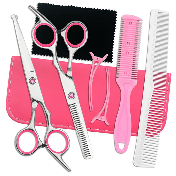 LIGICKY Baby Hair Cutting Scissors Set, Professional Safety Round Tip Stainless Steel Hair Thinning Shears for Kids