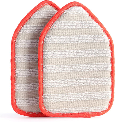 Replacement Microfiber Pad Head Scrubber Refill for Extendable Tub Tile Shower Scrubber, Non-Scratch (2X Red)
