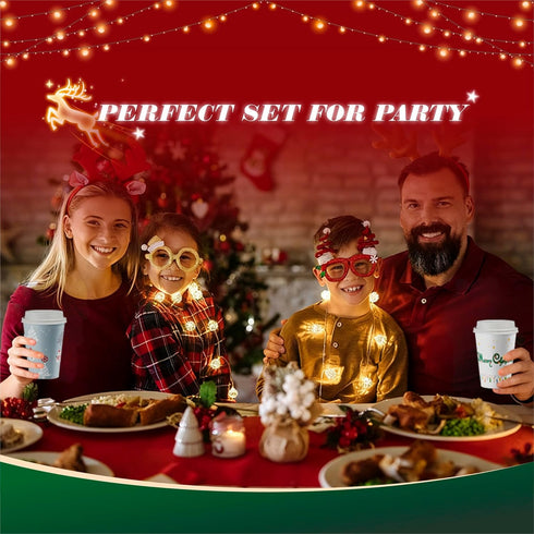 WOWSOLID 12 oz, 40 Pack Christmas Disposable Coffee Cups with Lids To Go Coffee Cups, Holiday Paper Cups for Hot