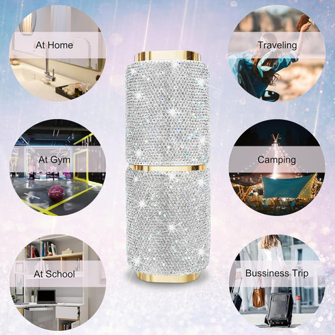 Bling Rhinestone Toothbrush Travel Case, Portable Diamond Holder, Large Capacity, Multifunctional Storage