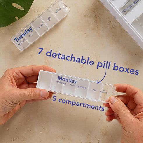 Patterson Medical 7 19 12 5.4 cm Anabox Weekly Pill Organiser, Day Pill Box, Handy Organised Tablet