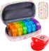 Serfeymi Upgraded Weekly Travel Pill Organizer 2 Times A Day AM PM, 7 Day PU Leather Pill Case, Floral 01