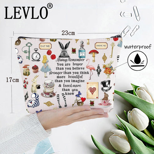LEVLO Fairy Tale Movie Cosmetic Make up Bag Fairy Tale Fans Gift You Are Braver Stronger Smarter Than You Think Makeup Zipper Pouch Bag For Women Girls