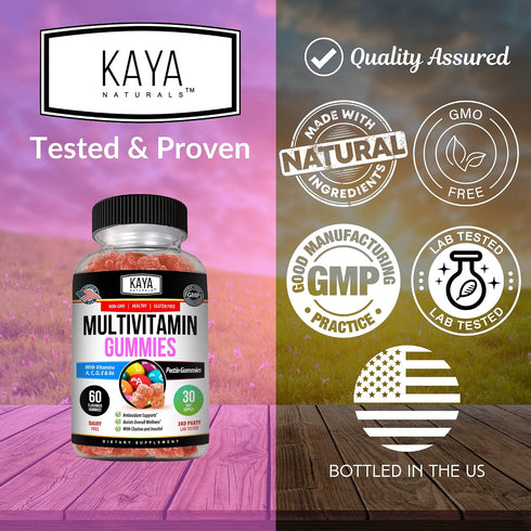 Gummy, B-12, Gummies 60 Gummies Kaya Naturals Adult Multi Vitamin Biotin, Vitamin A, C & E, Including Zinc &Vitamin