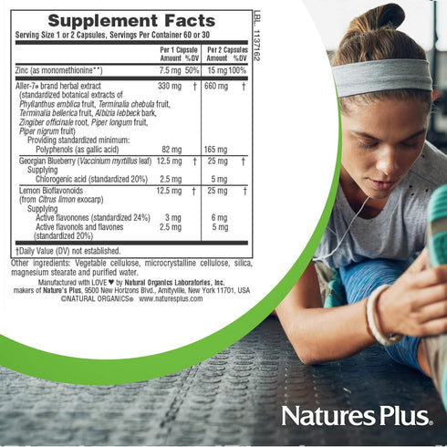 Natures Plus Advanced Therapeutics Aller-7 Rx-Respiration, 60 Vegetarian Capsules, Gluten-Free