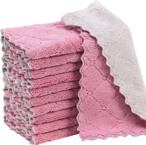 Rachan 11Pack Kitchen Dish Cloths, Reusable Dish Towels, Nonstick Oil Washable Fast Drying,