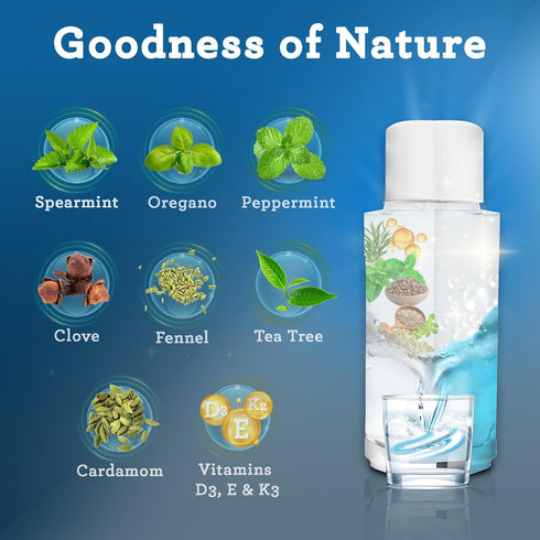 GuruNanda Dual Barrel Oxyburst Whitening Mouthwash: 20 Fl Oz, Alcohol & Fluoride Free, Wild Mint Flavor, Natural Oils