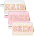 Sotiff 3 Pcs Preppy Patch Makeup Bag - Waterproof Travel Toiletry Bag for Women with Handle