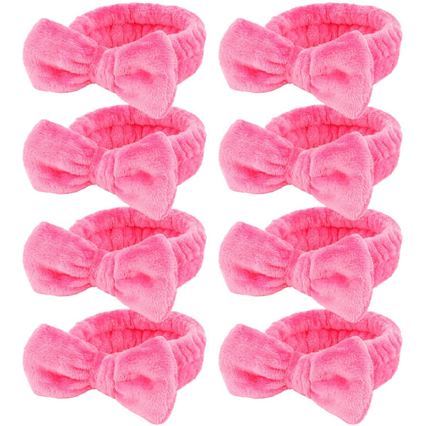 Ondder Spa Headband (8 Pack) - Rose Red Skincare Headbands for Women and Girls, Cute Bow Head Bands