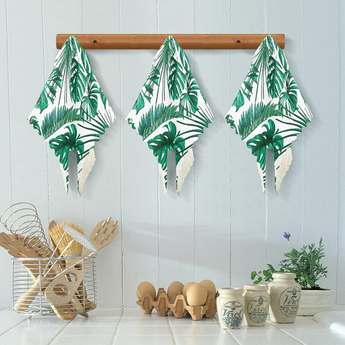 SUABO Monstera Palm Tree Leaf Kitchen Towels, 6 Pack Reusable Cleaning Dish Cloths for Kitchen