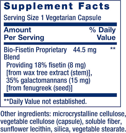 Life Extension Bio-Fisetin - Fisetin, Galactomannans from Fenugreek Seed - 30 Vegetarian Capsules for Cellular,