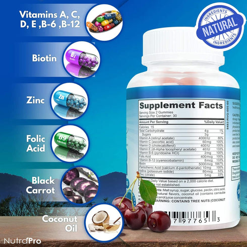 NutraPro Long Hair Gummies – Anti-Hair Loss Supplement for Faster Growth of Weak, Thinning Hair