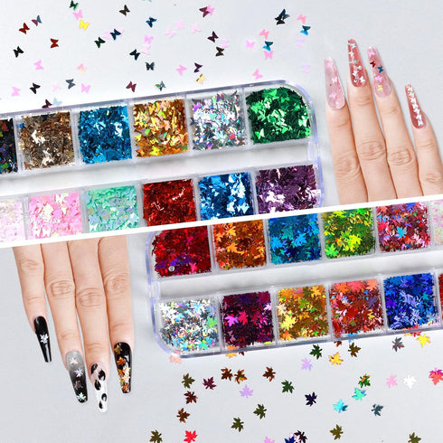 Teenitor Nail Art Decoration - 12 Sheets Nail Art Stickers, Butterfly Nail Foil Stickers, and Rhinestones