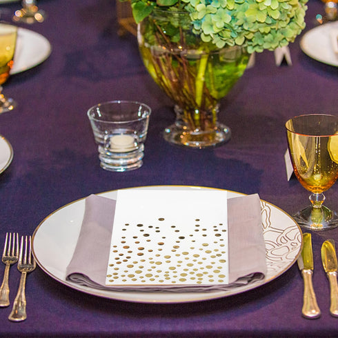 Pack 120 of Gold Foil Guest Napkins White and Golden Polka Dots Disposable Hand Towels Metallic Dinner Paper Napkins