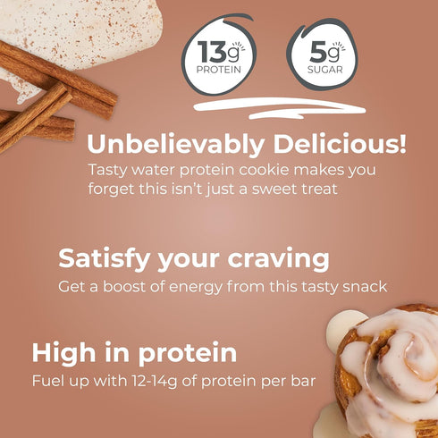 Power Crunch Protein Wafer Bars, High Protein Snacks, Cinnamon Roll, 1.4 Ounce (12 Count)
