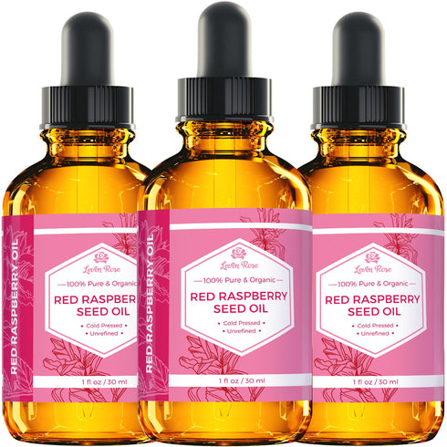 Leven Rose Organic Red Raspberry Seed Oil 1 oz - 100% Natural Anti-Aging Oil for Face, Hands, Scars