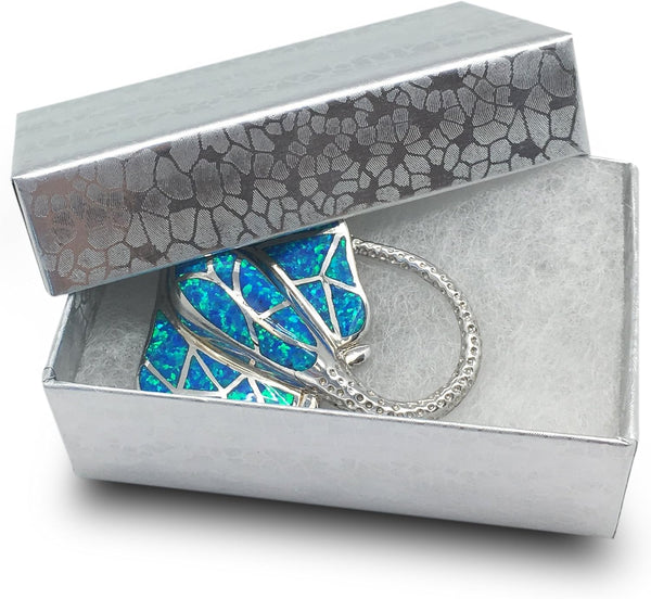 TheDisplayGuys 25-Pack Cotton Filled Cardboard Jewelry Boxes, Silver Foil Gift Case (2.6" x 1.6" x 1.0")