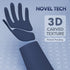 Vgo... 2 Pairs Reusable Household Aromas Gloves: Durable Long Sleeves Kitchen Cleaning Gloves (Dark Blue & Hi-viz