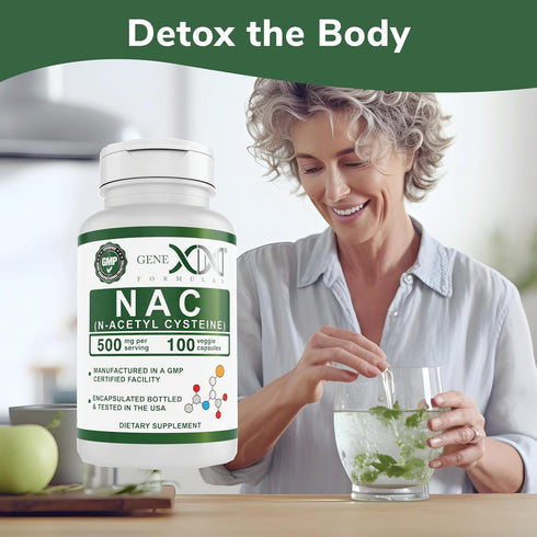 GENEX NAC 500mg - N-Acetyl Cysteine Supplement for Liver Health, Non-GMO, Gluten Free, Vegan (100 Capsules)