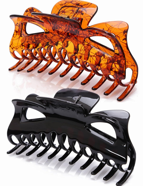 Thick Hair Super Large Clips, Crystal Plastic Claw Clamps Hairgrips Accessories for Women, 2 Pack