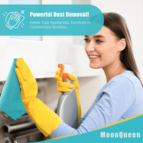 MOONQUEEN 12 Pack Microfiber Cleaning Cloth, Reusable Fast Drying Towels, 12"X12", Assorted Colors