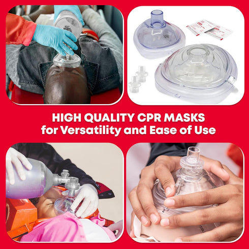 Adult and Infant CPR Mask Combo Kit – Includes 2 CPR Masks with One-Way Valves, Vinyl Gloves, Alcohol Prep Pads