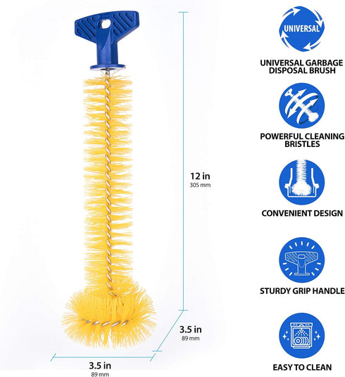 Universal Garbage Disposal Brush, 11-Inches, Sturdy Grip Handle, Yellow