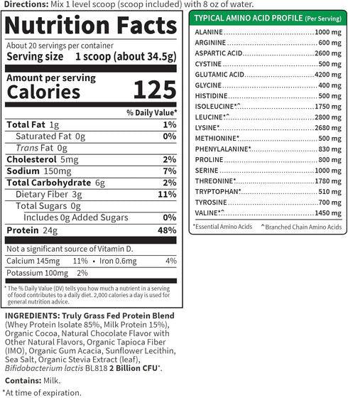 Garden of Life Sport Whey Protein Powder - Chocolate, Premium Grass Fed Whey Protein Isolate, 24g Protein, 20 Servings