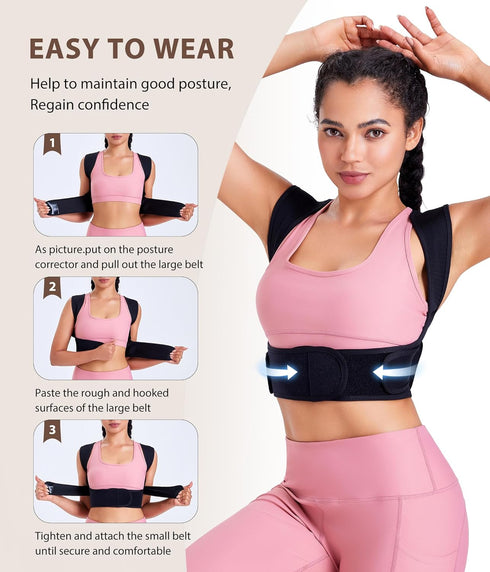 URSEXYLY Posture Corrector for Women - Adjustable Upper Back Brace Support for Pain Relief (M/L, Black)
