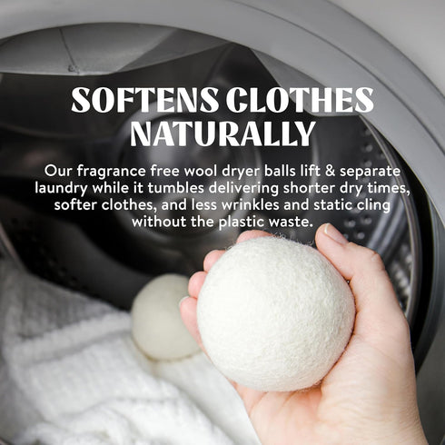 Cleancult Wool Dryer Balls (3 Count) - 100% New Zealand Wool, Biodegradable, Shorten Dry Times, Lasts up to 1000 Loads