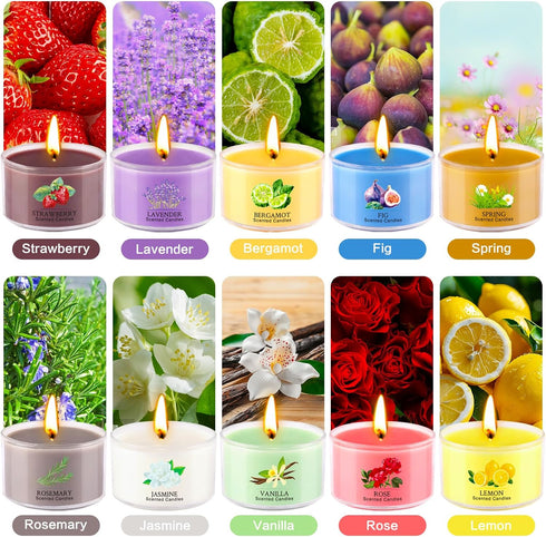 Jayhanvoe 20 Pack Set 10 35g Aromatherapy Scented Candles - Small Candle Gift for Women with Scents, Long-Lasting Soy