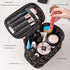 Large Black Cosmetic Bag, Travel Makeup Organizer with Zipper and Handle for Women