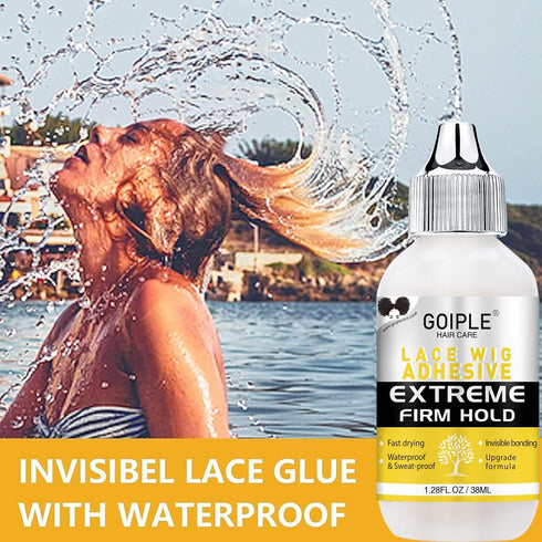 Goiple Wig Glue, Waterproof Lace Front Adhesive for Hair Replacement, Strong Hold Transparent Lace Glue, 1.28 fl oz