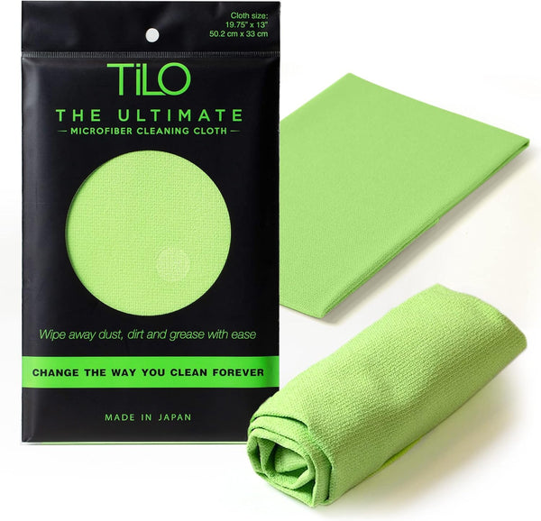 TiLO Microfiber Cleaning Cloth – 19 x 13-inch Ultra-Absorbent Reusable Polishing Cloth for Dust and Dirt (Green)