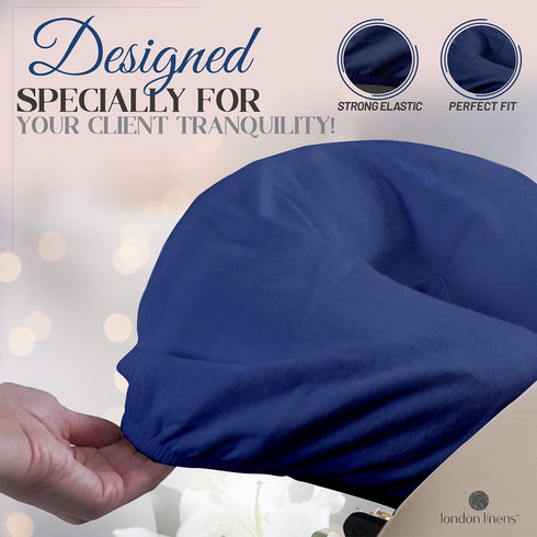 London Linens Pack of 4 Blue Premium Extra Thick 100% Cotton Flannel Massage Tables Face Cradle Covers