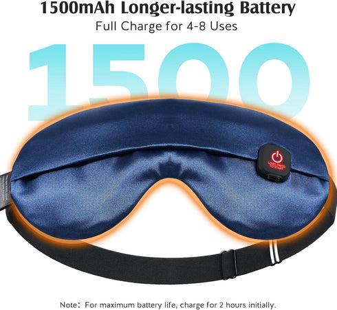 YFONG Cordless Heated Eye Mask, Large Battery Life & Longer Heating Time, Warm Eye Compress Mask for Dry Eyes