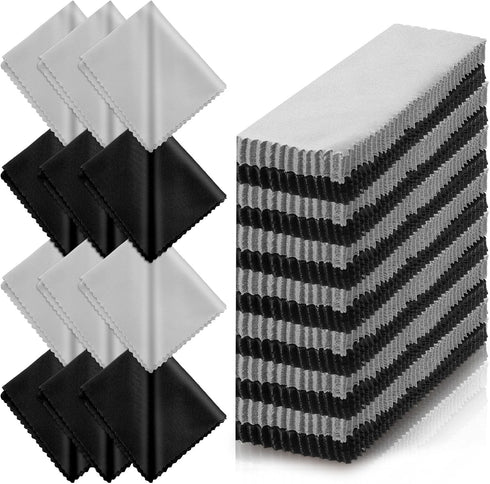 Fabbay 200 Pcs Microfiber Cleaning Cloths, 7 x 6 Inch Lens Wipes for Glasses, Smart Phones, Laptops (Black, Gray)