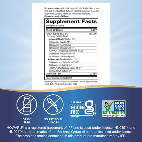 Nature's Way Extra Strength Fortify Probiotic, 50 Billion Live Cultures, Digestive and Immune Health Support, 30