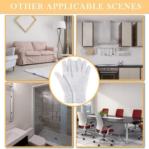 Bencailor 4 Pairs Microfiber Dusting Gloves, Washable Reusable Cleaning Mittens for House, Car, and Plants
