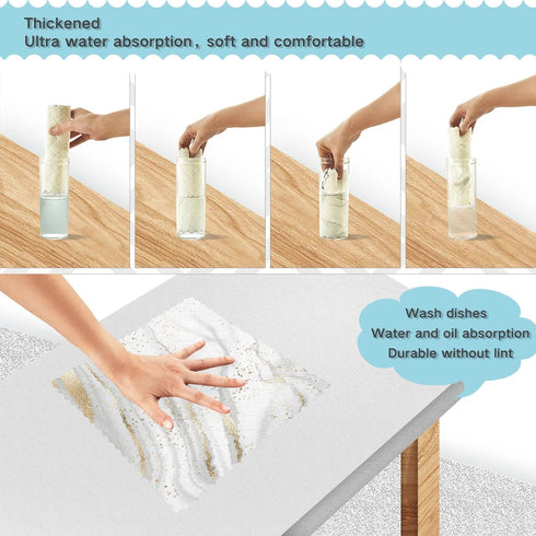 Kitchen Dish Cloths for Washing Dishes, 6 Pack Gold Marble White Reusable Cleaning Cloths Dish Towels