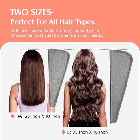 YFONG 2 Pack Microfiber Hair Towel Wrap - Super Absorbent Quick Dry Hair Turban for All Hair Styles, Large Towel