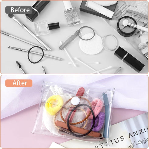 Transparent Makeup Bag, Small Waterproof PVC Cosmetic Pouch Case for Lipstick, Facial Cleanser, Shampoo Storage