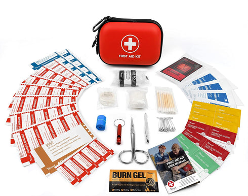 Mini First Aid Kit, 100 Pieces Water-Resistant Hard Shell Small Case for Travel, Outdoor, Home, Office, Camping, Hiking