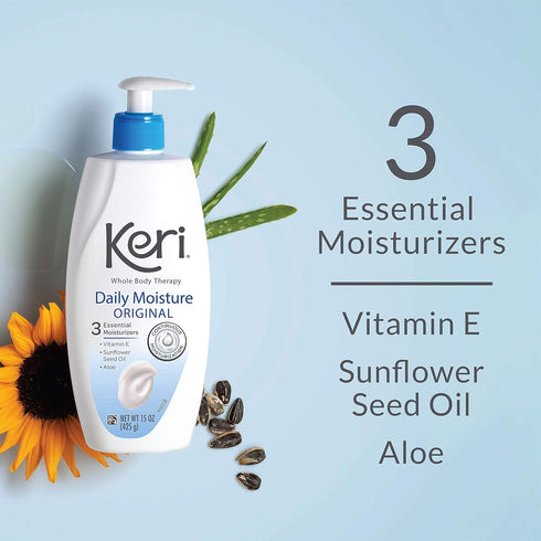 Keri Whole Body Therapy Original - Continuous Moisturization with 3 Essential Moisturizers, 20 Oz