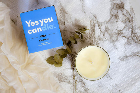 Kindness Inspirational 8oz Highly-Scented Soy Candle, Made in USA with Pure Essential Oils, Bergamot & Eucalyptus
