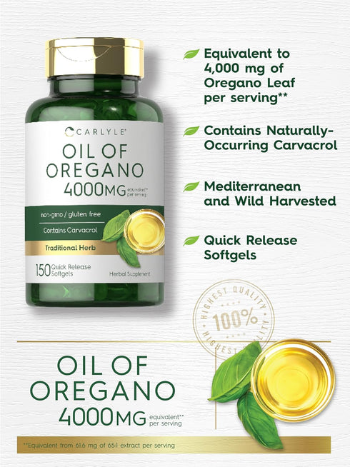 Carlyle Oregano Oil Extract | Max Potency | 150 Softgel Capsules, Non-GMO