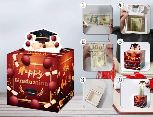 Muruseni Set 50PCS Decorations-S01 Money Box for Cash Graduation Gift, Graduation Money Holder for Cash with Pull Out
