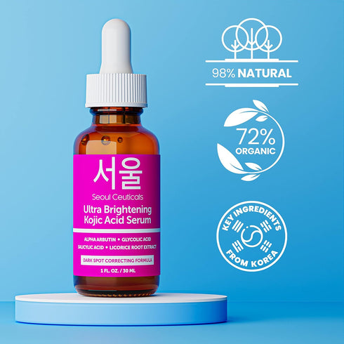 SeoulCeuticals Kojic Acid Serum, Dark Spot Remover with Glycolic Acid & Salicylic Acid - K Beauty 1oz